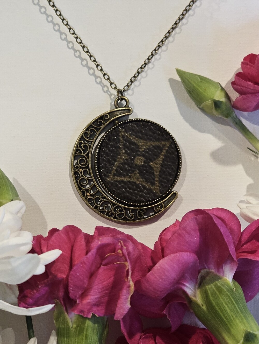 Louis Vuitton Pieces in Pendant on 27" Bronze Necklace